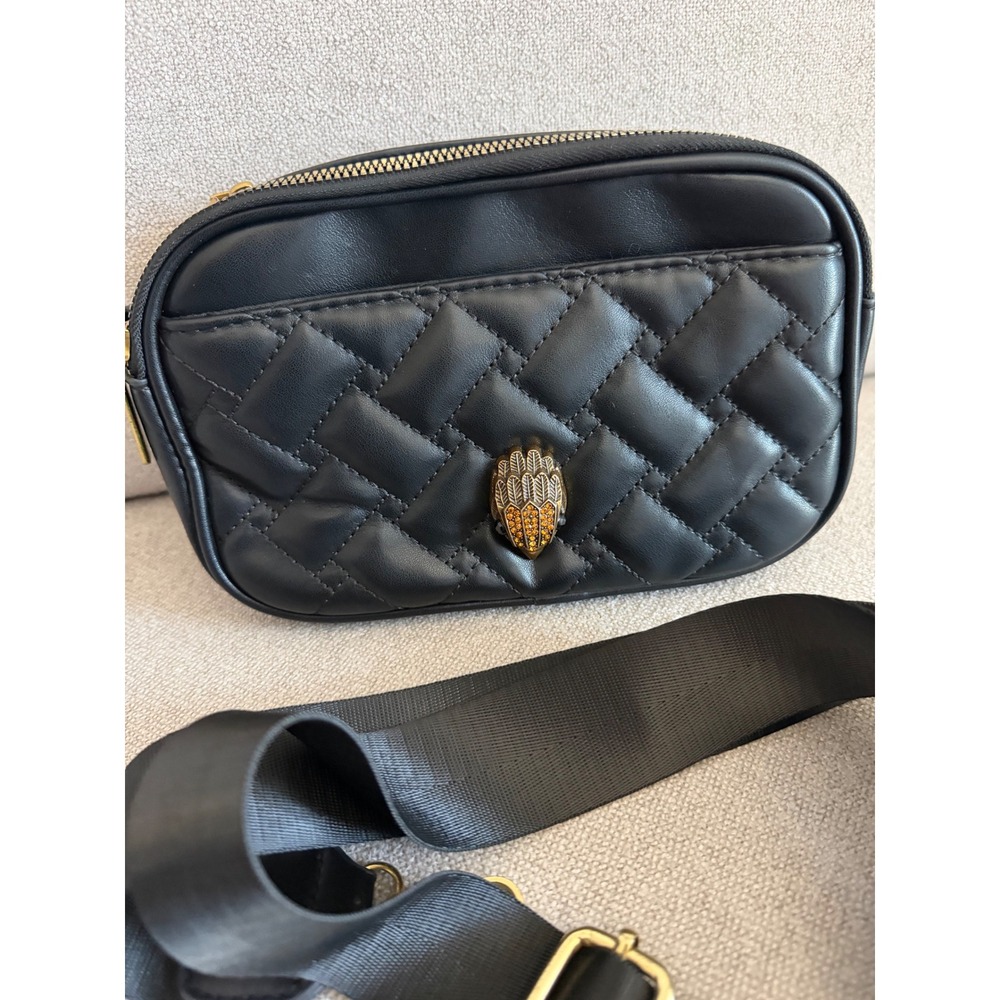 Kurt Geiger London Kensington Quilted Black Leather Belt Bag Crossbody Eagle